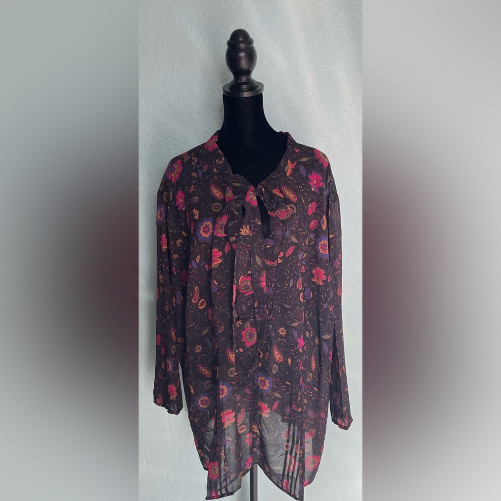 eShakti Black Floral Blouse